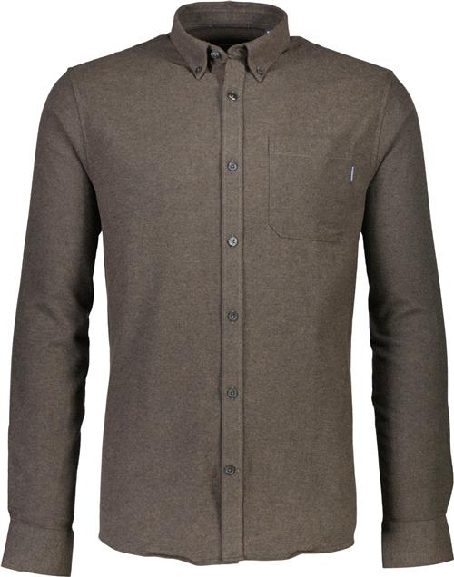 Lindbergh Brushed Twill Shirt L/S Mand Brun Langærmede Skjorter Str L - Bomuld hos Magasin