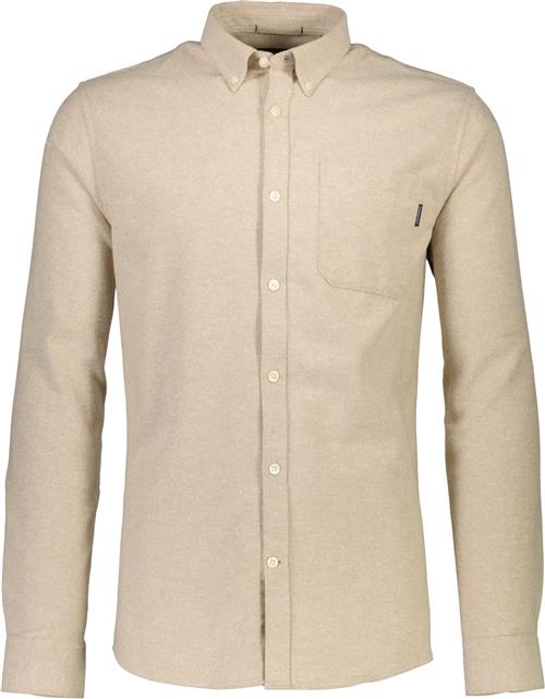 Lindbergh Brushed Twill Shirt L/S Mand Sand Langærmede Skjorter Str L - Bomuld hos Magasin