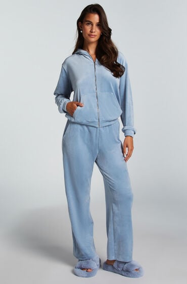 Hunkemöller Tall Pyjamasbukser velour blå