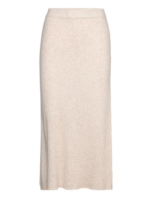 Davida Cashmere Rib A-Line Skirt Davida Cashmere Beige