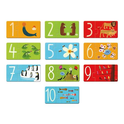 Se Djeco Numbers Duo Puslespil | Blå | 3-6 ved Babyshop