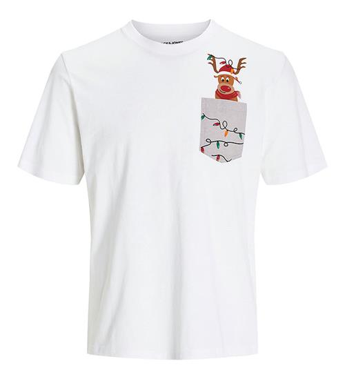 Se Jack & Jones T-shirt - JjXmas- Bright White ved KidsWorld