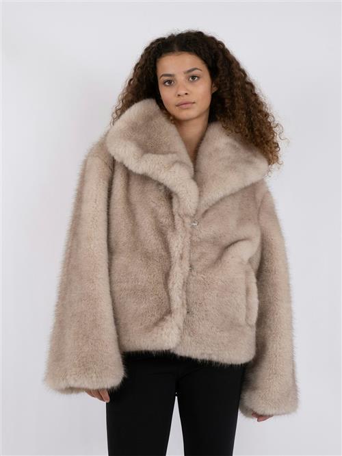 Neo Noir Stephanie Faux Fur Jacket Kvinde Beige Overgangsjakker Str 42 - hos Magasin