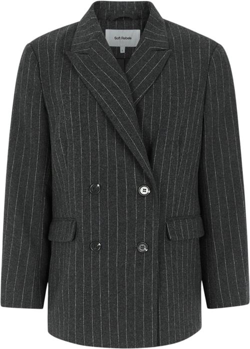 Se Soft Rebels Sremery Loose Blazer Kvinde Dark Grey Melange Blazere Str S - Uld hos Magasin ved Magasin