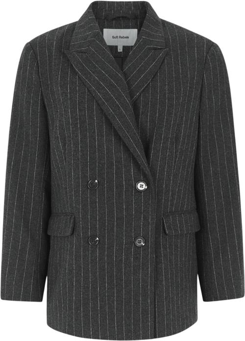 Se Soft Rebels Sremery Loose Blazer Kvinde Dark Grey Melange Blazere Str M - Uld hos Magasin ved Magasin