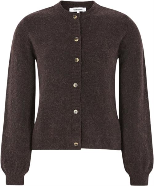 Se Soft Rebels Srallison Oneck Cardigan Knit Kvinde Chocolate Plum Melange Langærmede Bluser Str L - hos Magasin ved Magasin