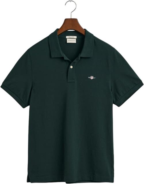 Se Gant REG Shield SS Pique Polo Mand Tartan Green Kortærmede Poloer Str XL - hos Magasin ved Magasin