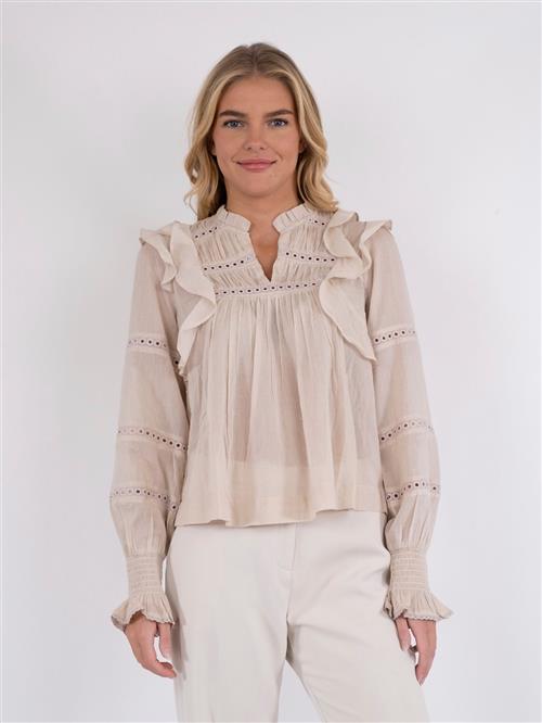 Se Neo Noir Aurika S Voile Blouse Kvinde Sand Langærmede Bluser Str 40 - hos Magasin ved Magasin