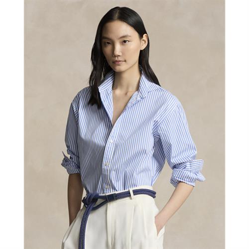 Polo Ralph Lauren Relaxed Fit Striped Cotton Shirt Kvinde Blå/hvid Langærmede Skjorter Str 36 - Bomuld hos Magasin