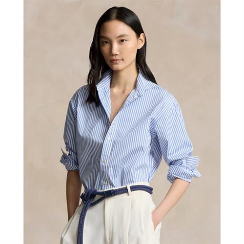 Se Polo Ralph Lauren Relaxed Fit Striped Cotton Shirt Kvinde Blå/hvid Langærmede Skjorter Str 34 - Bomuld hos Magasin ved Magasin