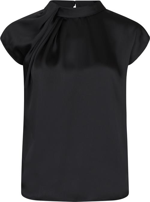 Neo Noir Fleur Drapy Satin Blouse Kvinde Black Kortærmede Bluser Str 42 - hos Magasin