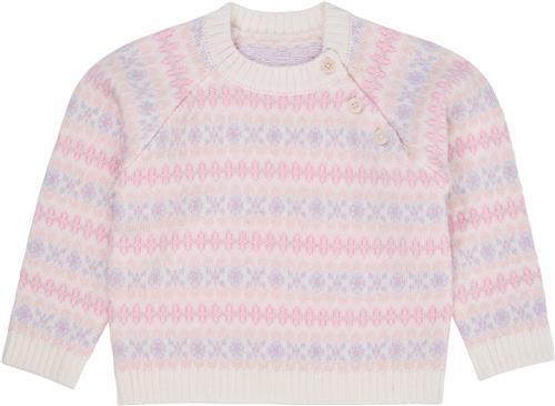 Copenhagen Colors Merino Pattern Pull Over Kvinde Lavender Combi Sweaters Str 128 Merino - hos Magasin