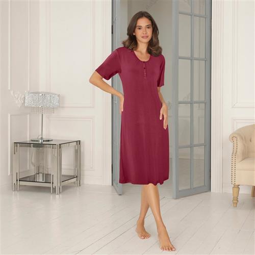 Se Lady Avenue Bamboo Long Nightdress, Short Sleeve Natkjoler Str XL - Spandex hos Magasin ved Magasin