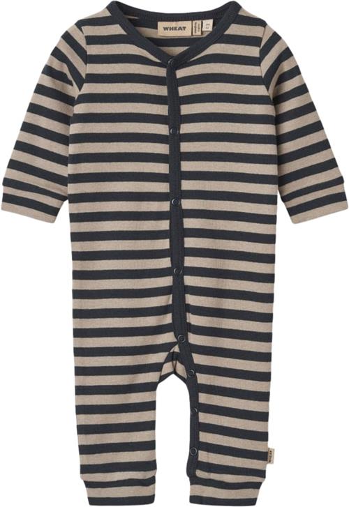 Wheat Heldragt Bendji Str 68/6m - Navy Stripe Heldragter Bomuld hos Magasin