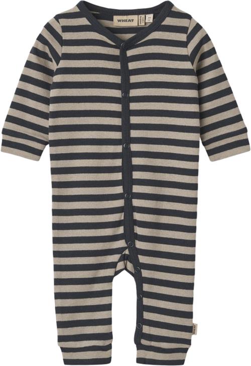 Wheat Heldragt Bendji Str 74/9m - Navy Stripe Heldragter Bomuld hos Magasin