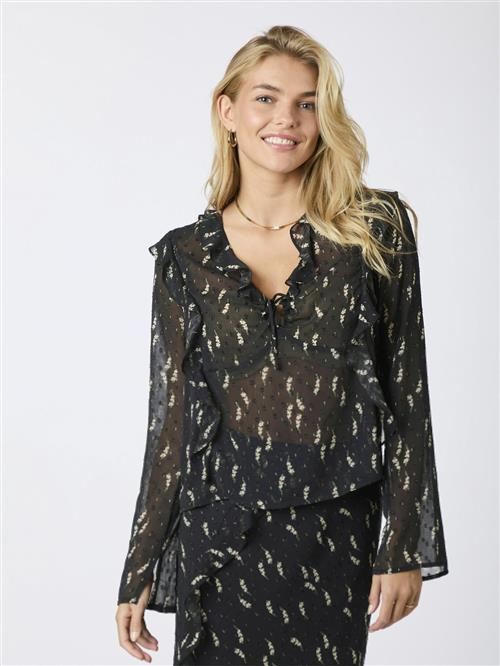 Se Neo Noir Carola Flower Branch Blouse Kvinde Black Langærmede Bluser Str 40 - hos Magasin ved Magasin