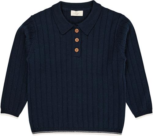 Copenhagen Colors Merino Polo Shirt Str 98 Merino - Navy/cream Combi Strik hos Magasin