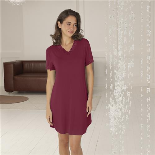 Lady Avenue Bamboo Short Sleeve Nightdress With Lace Natkjoler Str M - Spandex hos Magasin