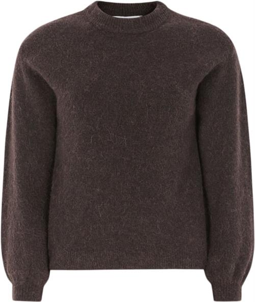 Soft Rebels Srallison Knit Kvinde Chocolate Plum Melange Langærmede Bluser Regular Fit Str M - hos Magasin