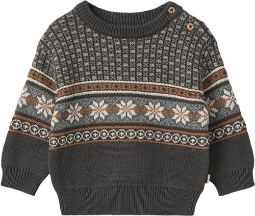 Wheat Jacquard Pullover Elias Str 68/6m - Raven Toppe Bomuld hos Magasin