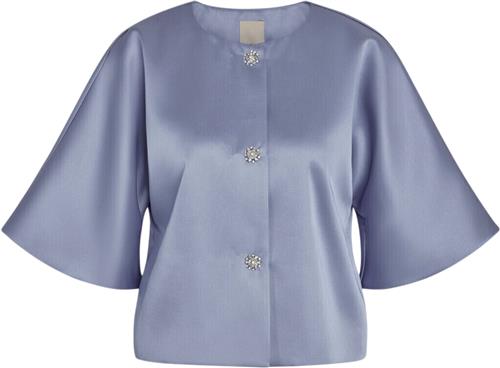 PBO Maison Blouse Kvinde Blue Stone Kortærmede Bluser Str 40 - hos Magasin