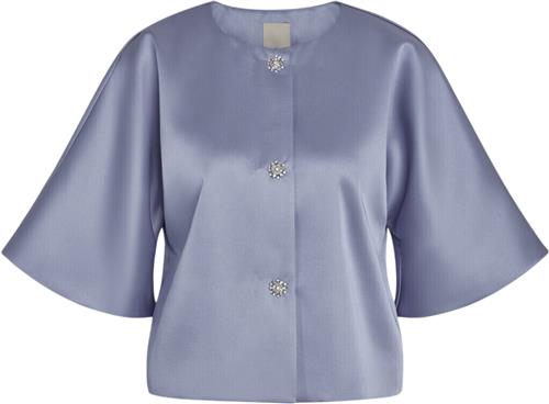 PBO Maison Blouse Kvinde Blue Stone Kortærmede Bluser Str 34 - hos Magasin