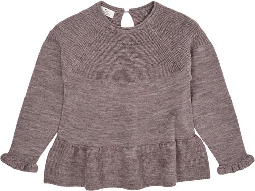 Copenhagen Colors Merino Knit Blouse With Frill Str 116 Merino Piger - Natural Melange Strik hos Magasin