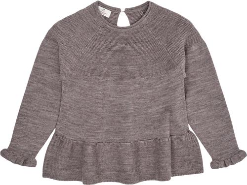 Copenhagen Colors Merino Knit Blouse With Frill Str 128 Merino Piger - Natural Melange Strik hos Magasin