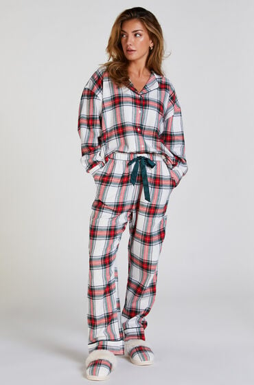 Hunkemöller Petite pyjamasbukser af Flannel hvid