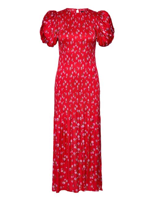 ROTATE Birger Christensen Printed Puff Sleeve Dress ROTATE Birger Christensen Red