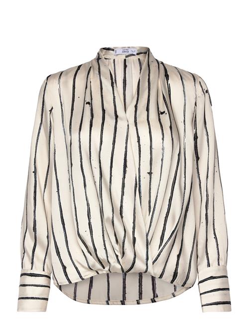 Mango Striped Wrap Blouse Mango Cream