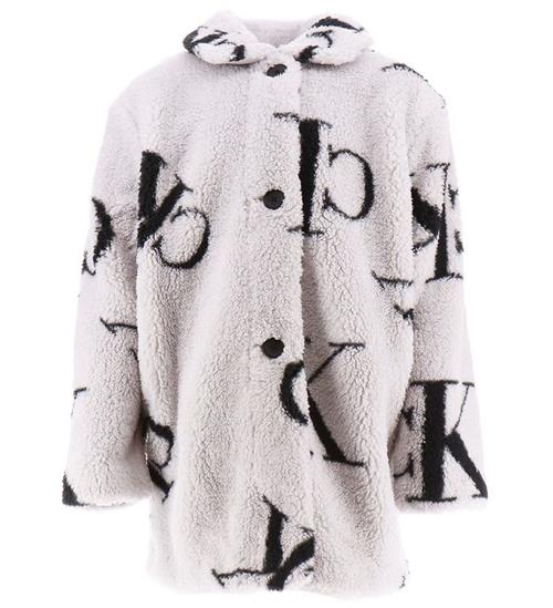 Calvin Klein Fleecefrakke - Monogram Teddy - GrÃ¥/Sort