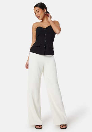 BUBBLEROOM Odelle Wide High Waist Pants Offwhite 34