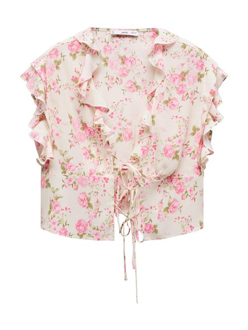 Se MANGO Bluse 'JULIETA'  oliven / pink / lyserød / offwhite ved About You