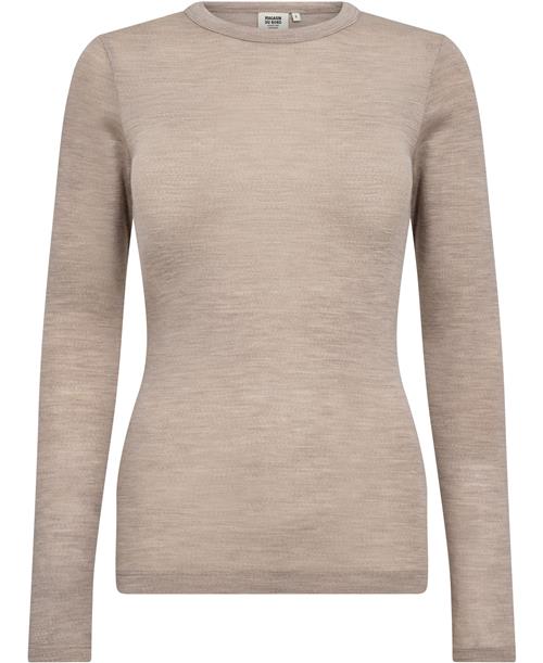 Magasin du Nord Collection Magasin Cilla 1 RWS Merino Wool Kvinde Sand Melange Langærmede Tshirts Str L Merino