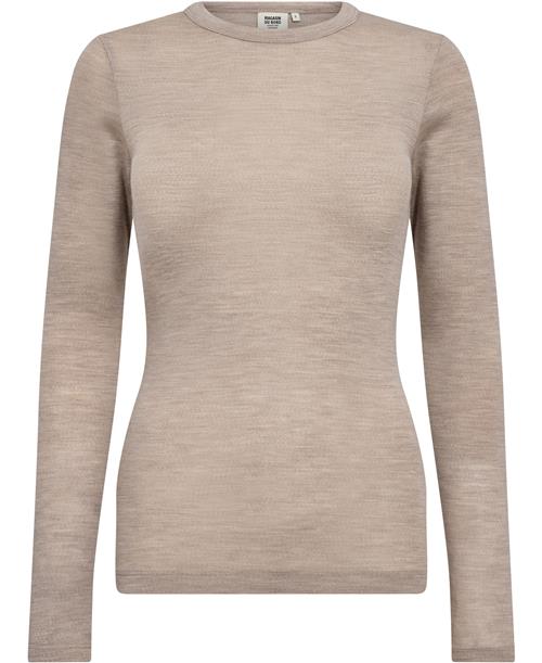 Magasin du Nord Collection Magasin Cilla 1 RWS Merino Wool Kvinde Sand Melange Langærmede Tshirts Str XL Merino