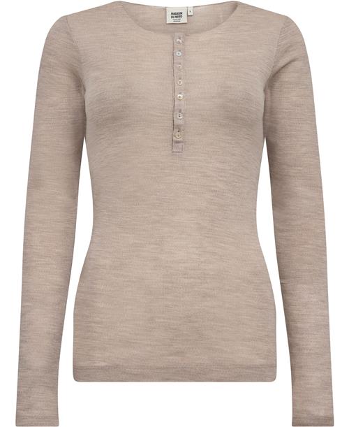 Magasin du Nord Collection Magasin Cilla 3 RWS Merino Wool Kvinde Sand Melange Langærmede Tshirts Str S Merino