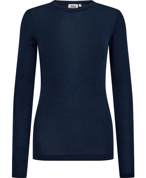 Magasin du Nord Collection Magasin Cilla 1 RWS Merino Wool Kvinde Night Sky Langærmede Tshirts Str XS Merino