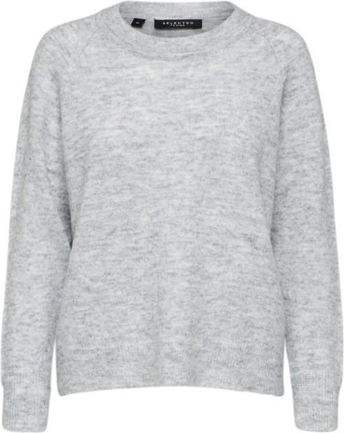 Se Selected Femme Slflulu LS Knit Oneck Noos Kvinde Grå Sweaters Str XS - hos Magasin ved Magasin