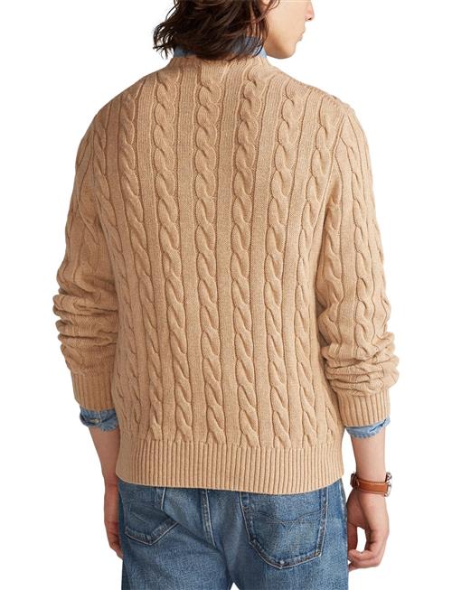 Polo Ralph Lauren Cotton Cablelsl-swt Mand Camel Melange Sweaters Slim Fit Str XL - Bomuld hos Magasin