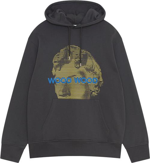 Se Wood Wood Wwzeus Striped Face Hoodie Gots Mand Anthracite Hoodies Str M - hos Magasin ved Magasin