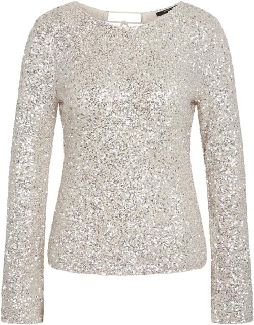 Bruuns Bazaar Aralubbellias Blouse Kvinde Beige/silver Langærmede Bluser Str 38 - Polyester hos Magasin