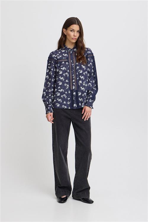 Atelier Rêve Irflorentina SH Kvinde Flowers And Dots Skjorter Loose Fit Str 42 - hos Magasin