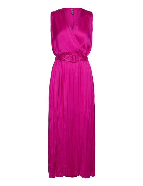 Mango Pleated Satin Dress Mango Pink