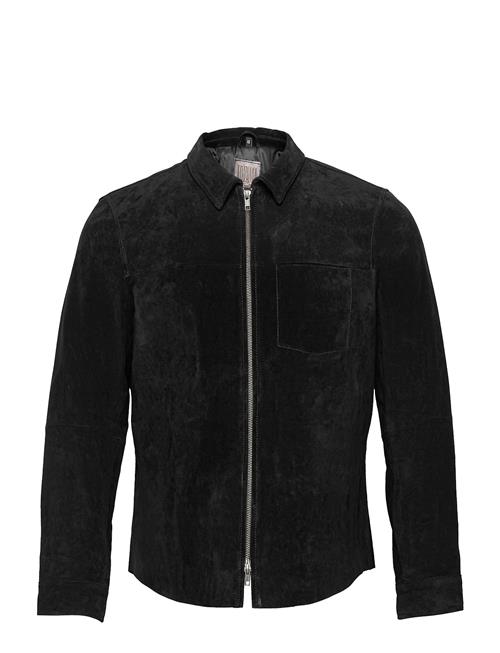 Clark Zipped Suede Shirt Jacke Jofama Black