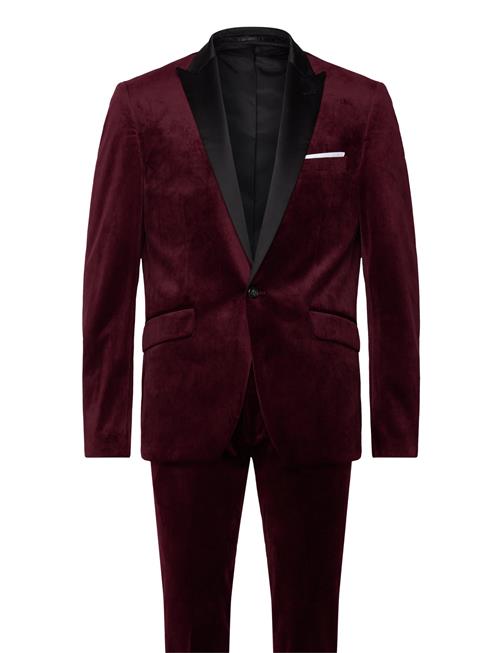 Se Lindbergh Velvet Tuxedo Suit Lindbergh Burgundy ved Booztlet