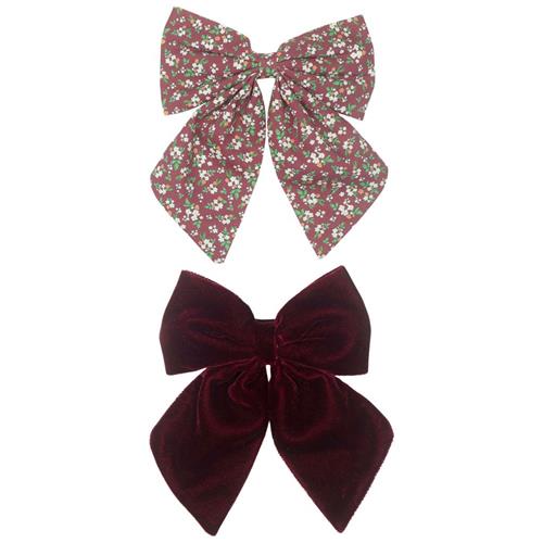 Mimi & Lula 2 Bow Clips - Agnes Burgundy Into the Woods Agnes Hårklemme Burgundy |  | 0