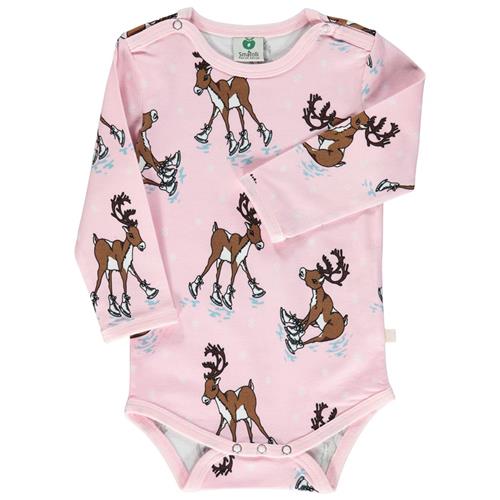 Se Småfolk Reindeer Baby Body Icy Pink | Lyserød | 68 cm ved Babyshop