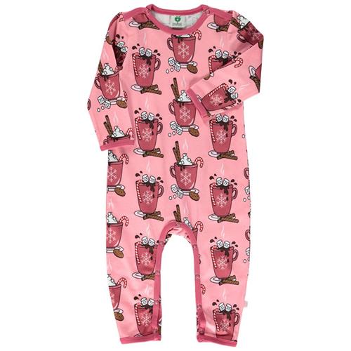 Småfolk Onesie i Bridal Rose med hot chocolate print | Lyserød | 98 cm