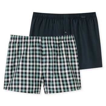 Schiesser 2P Boxershorts multipack Blå/Grøn bomuld Medium Herre